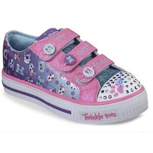 Skechers Twinkle Toes Sparkle Dog Cat Paw Party Light Up Sneakers Shoes Size 3